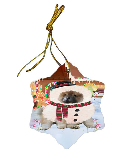 Christmas Gingerbread House Candyfest Chow Chow Dog Star Porcelain Ornament SPOR56665