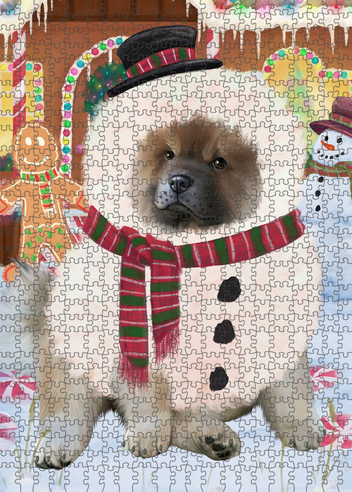 Christmas Gingerbread House Candyfest Chow Chow Dog Puzzle with Photo Tin PUZL93436