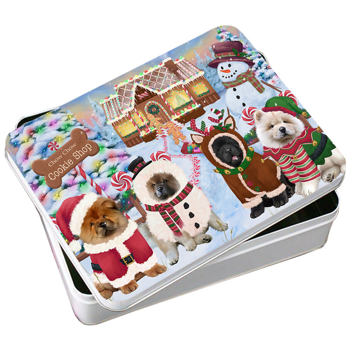 Holiday Gingerbread Cookie Shop Chow Chows Dog Photo Storage Tin PITN56336