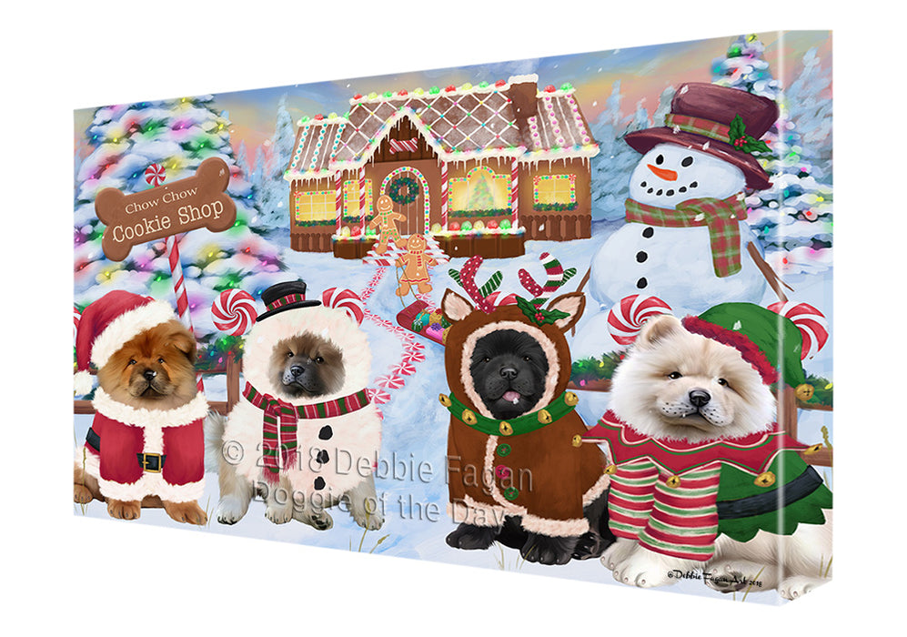 Holiday Gingerbread Cookie Shop Chow Chows Dog Canvas Print Wall Art Décor CVS129761