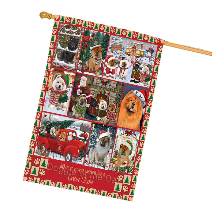Love is Being Owned Christmas Chow Chow Dogs House Flag FLG66056