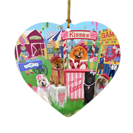 Carnival Kissing Booth Chow Chows Dog Heart Christmas Ornament HPOR56184