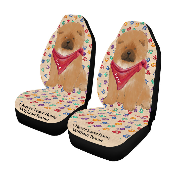 Personalized I Never Leave Home Paw Print Chow Chow Dogs Pet Front Car Seat Cover (Set of 2)