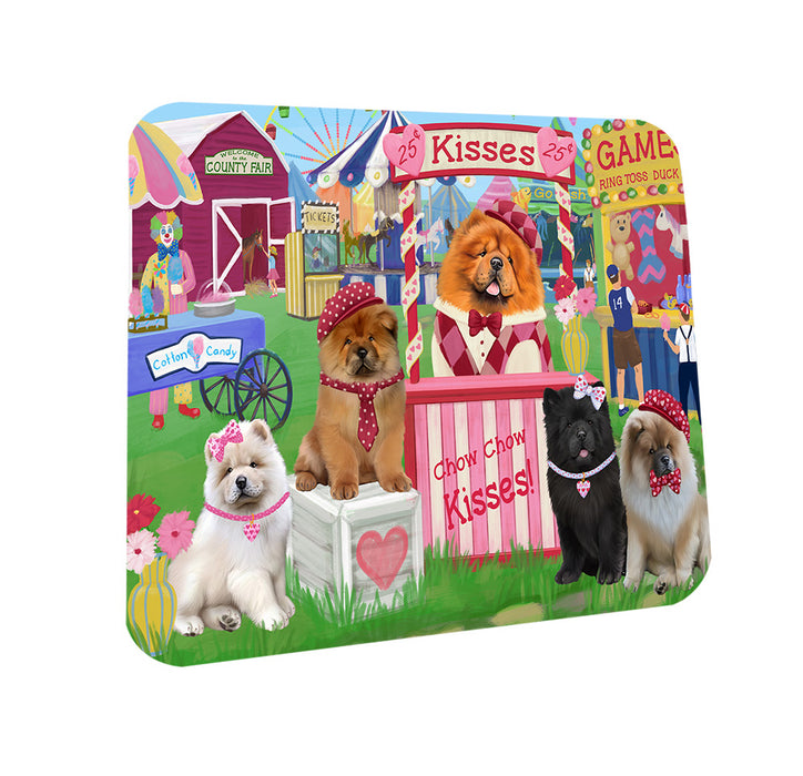 Carnival Kissing Booth Chow Chows Dog Coasters Set of 4 CST55786