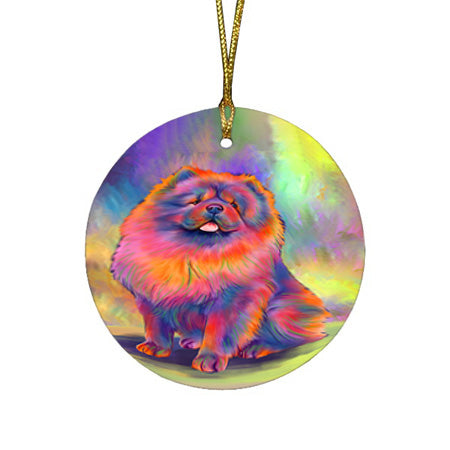 Paradise Wave Chow Chow Dog Round Flat Christmas Ornament RFPOR57059