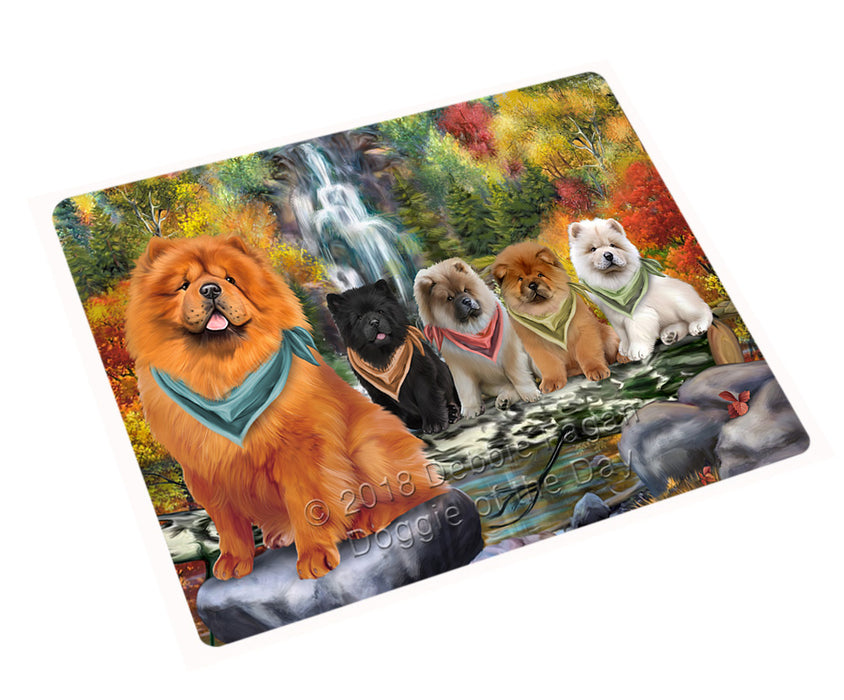 Scenic Waterfall Chow Chow Dog Tempered Cutting Board C53085