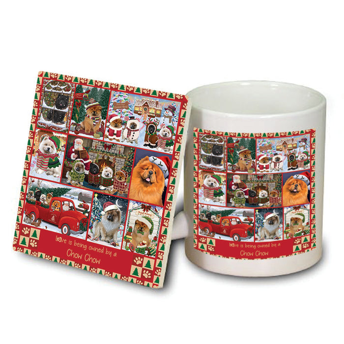 Love is Being Owned Christmas Chow Chow Dogs Mug and Coaster Set MUC57209