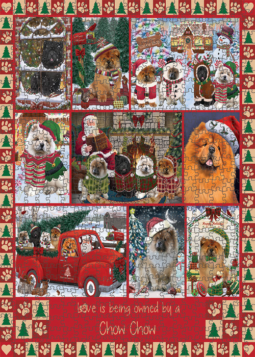 Love is Being Owned Christmas Chow Chow Dogs Puzzle with Photo Tin PUZL99344