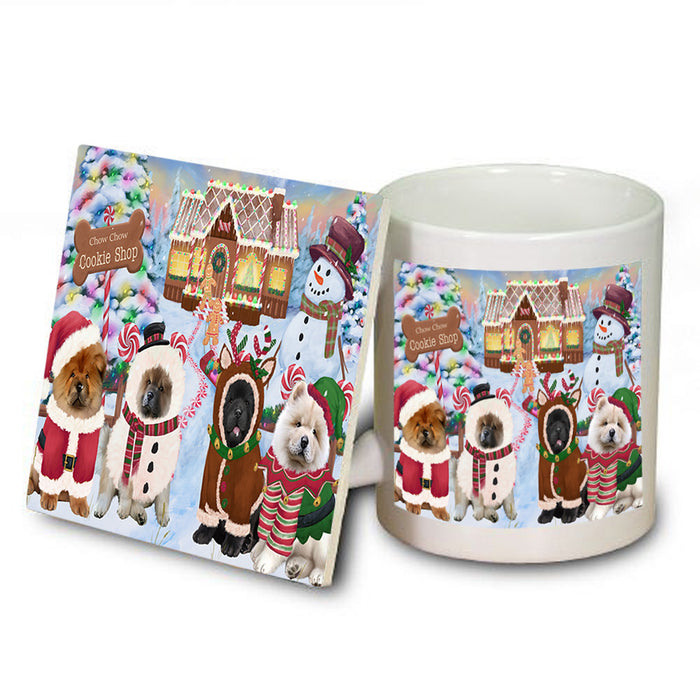 Holiday Gingerbread Cookie Shop Chow Chows Dog Mug and Coaster Set MUC56385