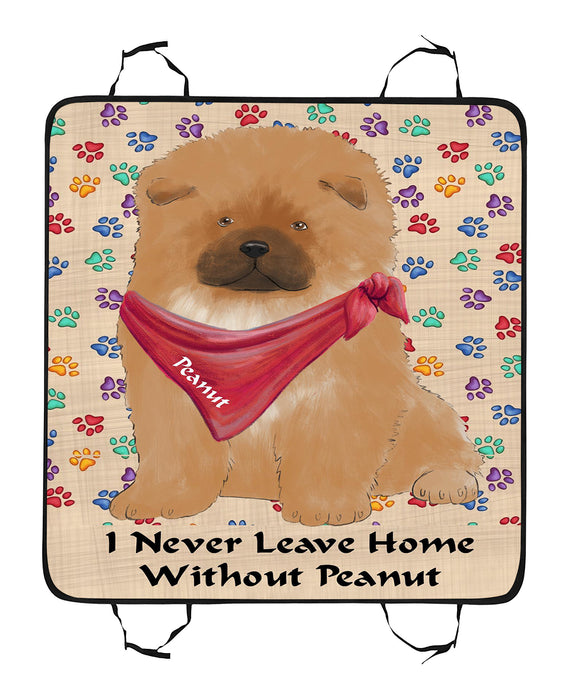 Personalized I Never Leave Home Paw Print Chow Chow Dogs Pet Back Car Seat Cover