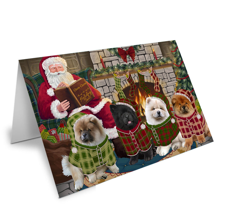 Christmas Cozy Holiday Tails Chow Chows Dog Handmade Artwork Assorted Pets Greeting Cards and Note Cards with Envelopes for All Occasions and Holiday Seasons GCD69866