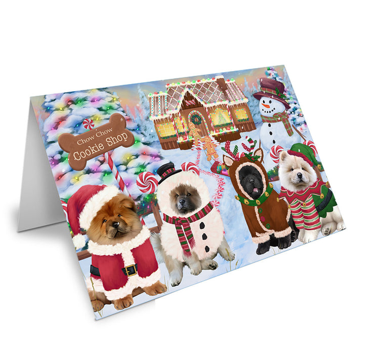 Holiday Gingerbread Cookie Shop Chow Chows Dog Handmade Artwork Assorted Pets Greeting Cards and Note Cards with Envelopes for All Occasions and Holiday Seasons GCD73694