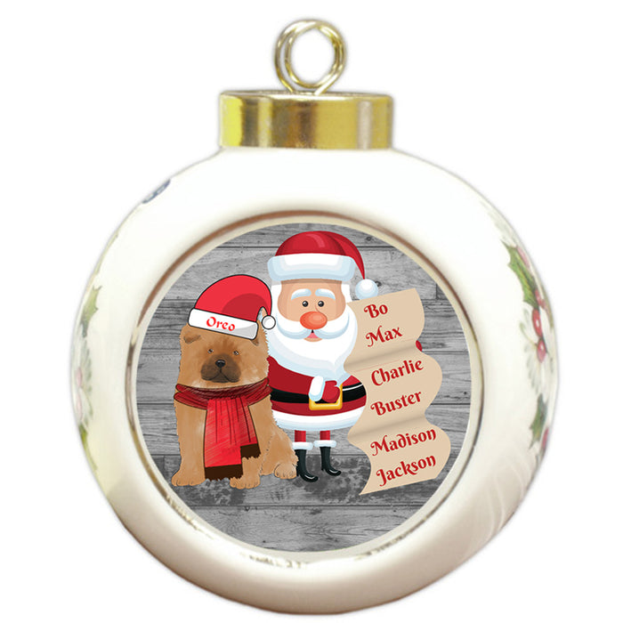 Custom Personalized Santa with Chow Chow Dog Christmas Round Ball Ornament