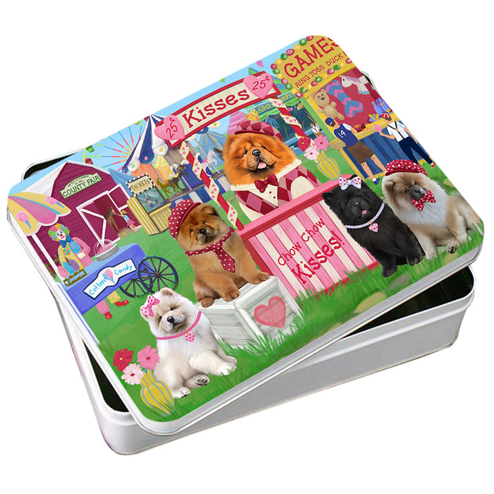 Carnival Kissing Booth Chow Chows Dog Photo Storage Tin PITN55771