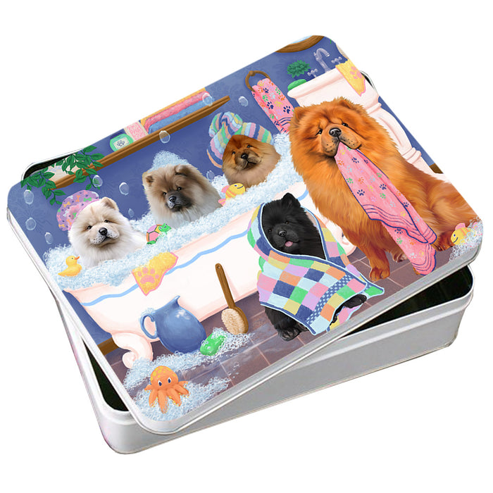 Rub A Dub Dogs In A Tub Chow Chows Dog Photo Storage Tin PITN56724