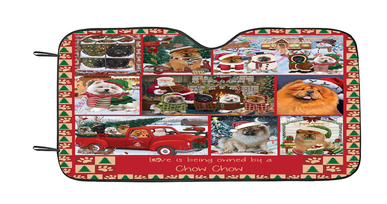 Love is Being Owned Christmas Chow Chow Dogs Car Sun Shade