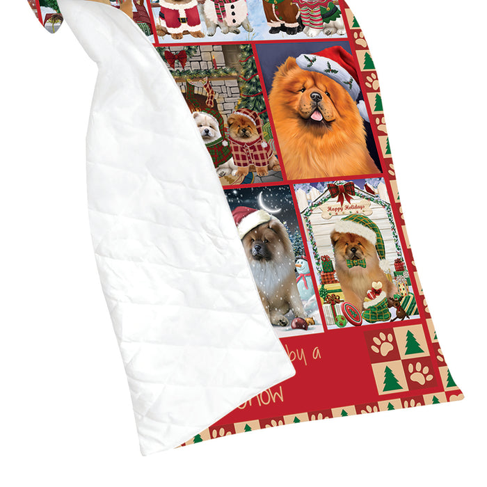 Love is Being Owned Christmas Chow Chow Dogs Quilt