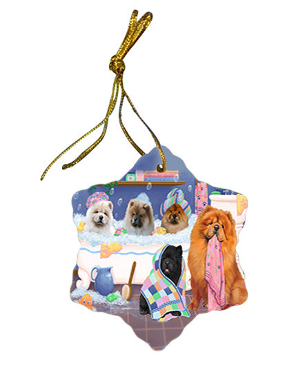 Rub A Dub Dogs In A Tub Chow Chows Dog Star Porcelain Ornament SPOR57137