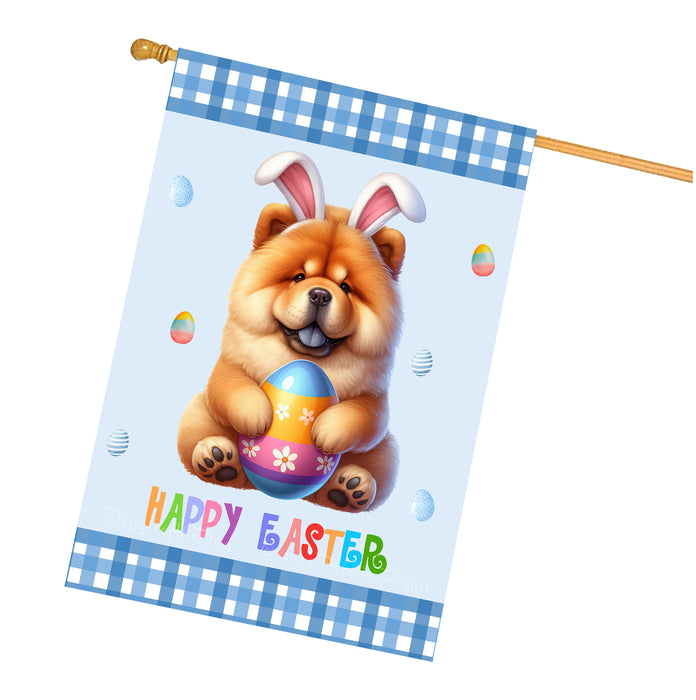 Chow Chow Dog Easter Day House Flags with Multi Design - Double Sided Easter Festival Gift for Home Decoration  - Holiday Dogs Flag Decor 28" x 40"