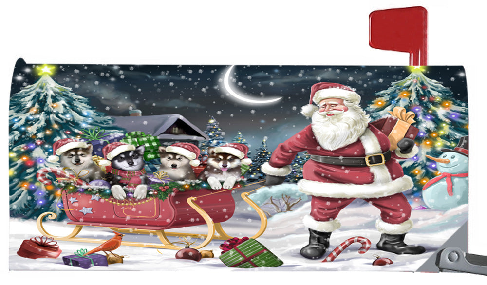Magnetic Mailbox Cover Santa Sled Christmas Happy Holidays Alaskan Malamutes Dog MBC48103