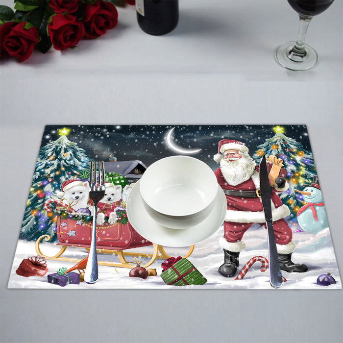 Santa Sled Dogs Christmas Happy Holidays American Eskimo Dogs Placemat