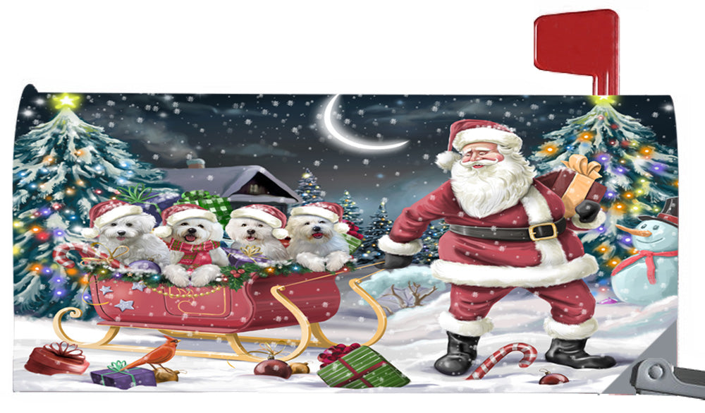 Magnetic Mailbox Cover Santa Sled Christmas Happy Holidays Bichon Frises Dog MBC48112