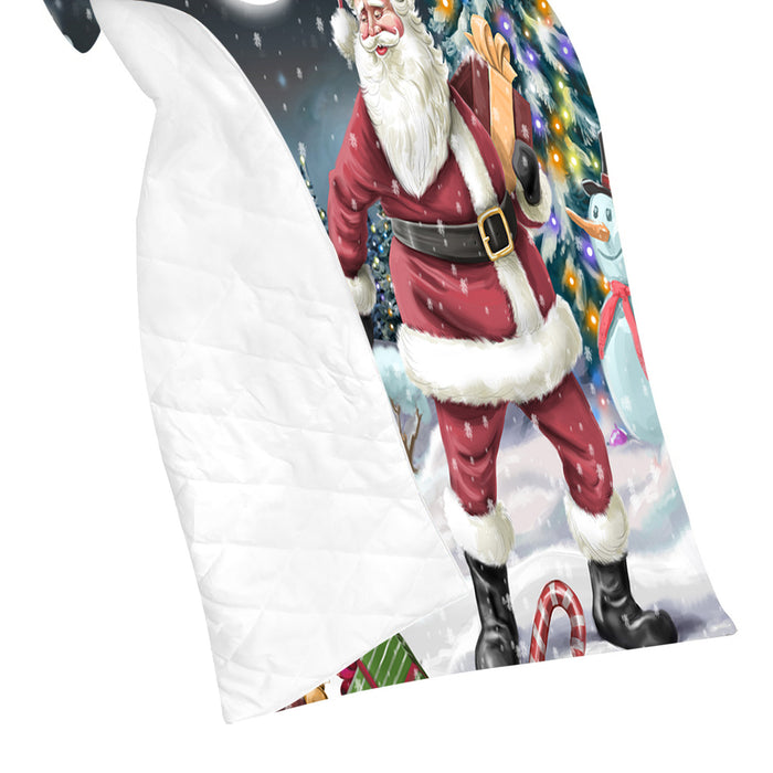 Santa Sled Dogs Christmas Happy Holidays Bichon Dogs Quilt