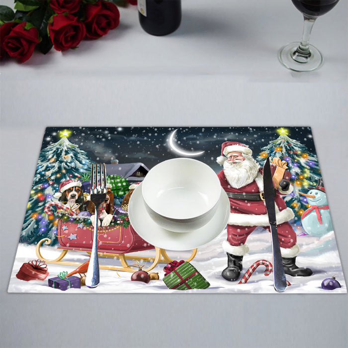 Santa Sled Dogs Christmas Happy Holidays Basset Hound Dogs Placemat
