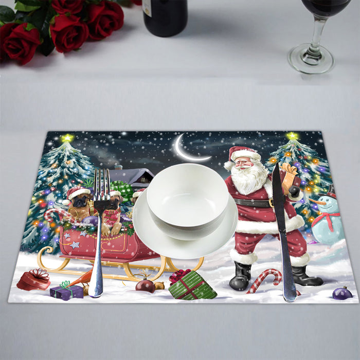 Santa Sled Dogs Christmas Happy Holidays Bullmastiff Dogs Placemat
