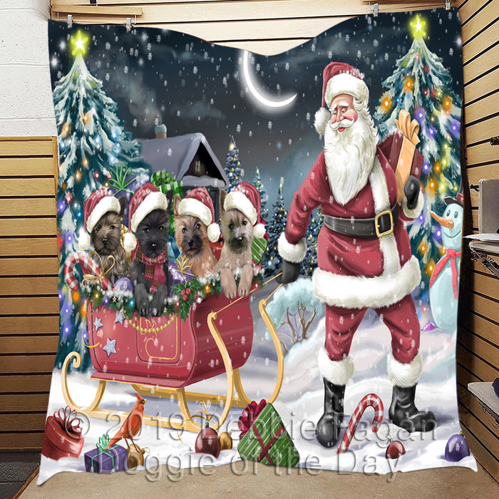 Santa Sled Dogs Christmas Happy Holidays Cairn Terrier Dogs Quilt