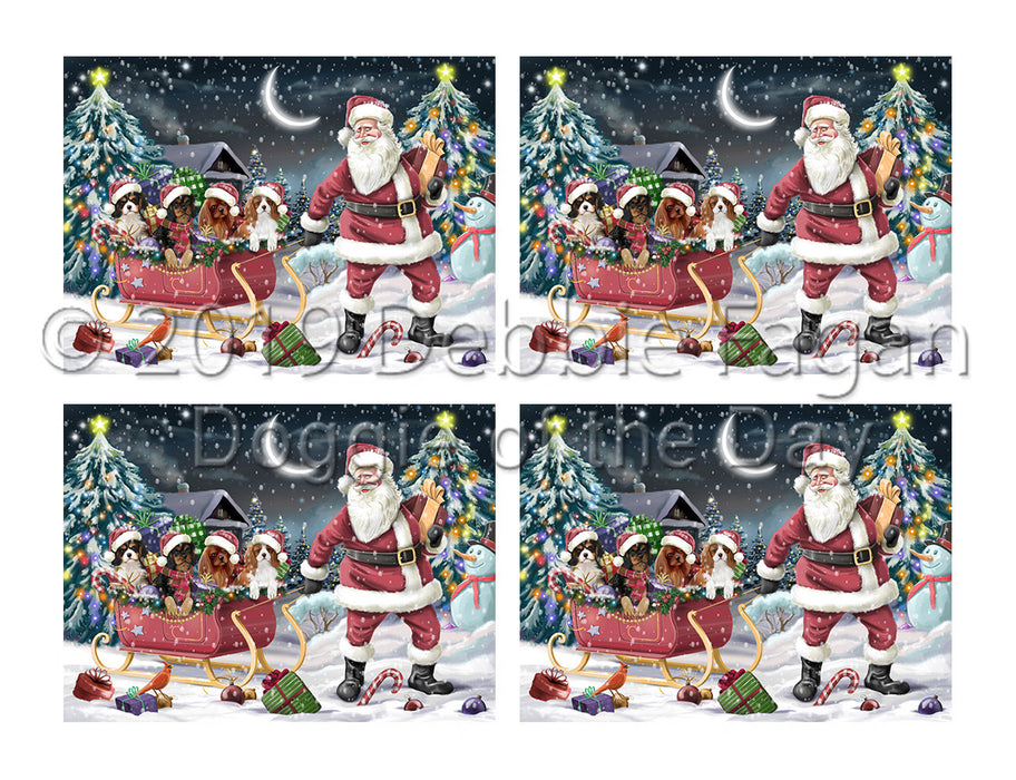 Santa Sled Dogs Christmas Happy Holidays Cavalier King Charles Spaniel Dogs Placemat