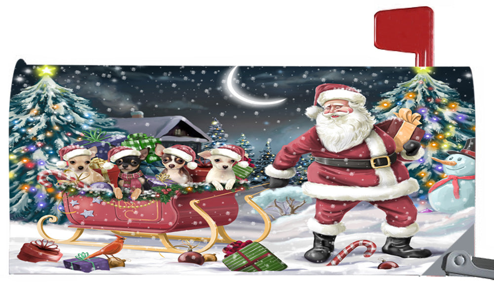Magnetic Mailbox Cover Santa Sled Christmas Happy Holidays Chihuahuas Dog MBC48122