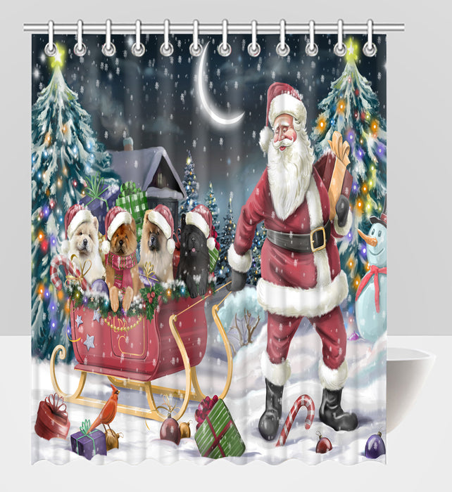 Santa Sled Dogs Christmas Happy Holidays Chow Chow Dogs Shower Curtain