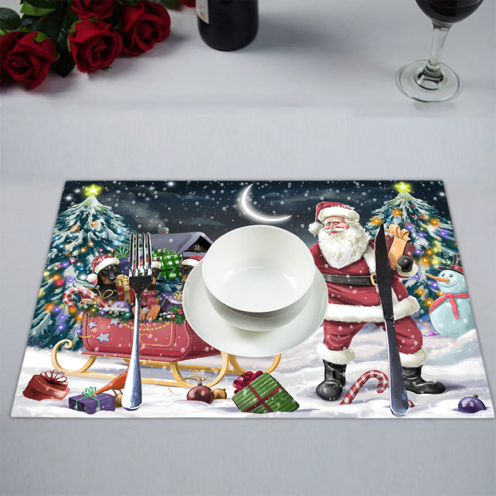 Santa Sled Dogs Christmas Happy Holidays Doberman Pincher Dogs Placemat