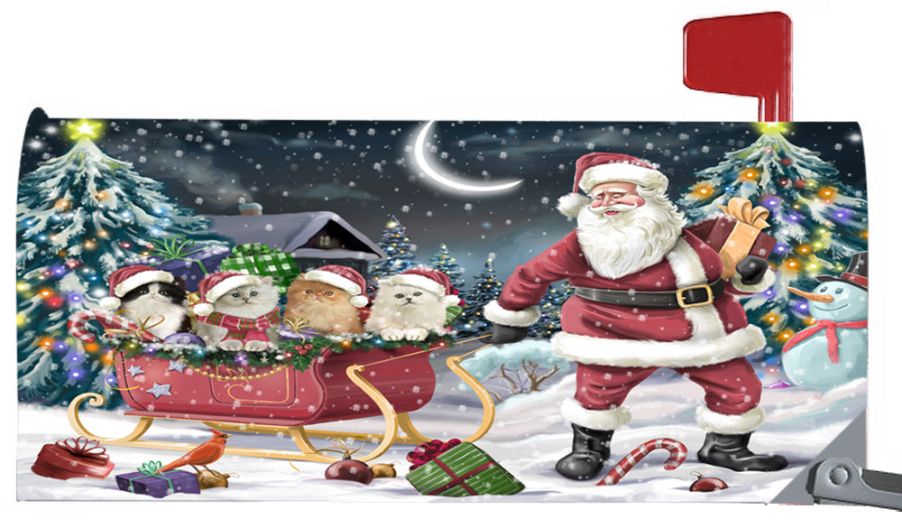 Magnetic Mailbox Cover Santa Sled Christmas Happy Holidays Persian Cats MBC48135