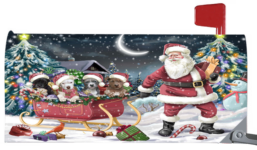 Magnetic Mailbox Cover Santa Sled Christmas Happy Holidays Pit Bulls Dog MBC48136