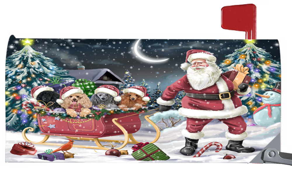 Magnetic Mailbox Cover Santa Sled Christmas Happy Holidays Poodles Dog MBC48138