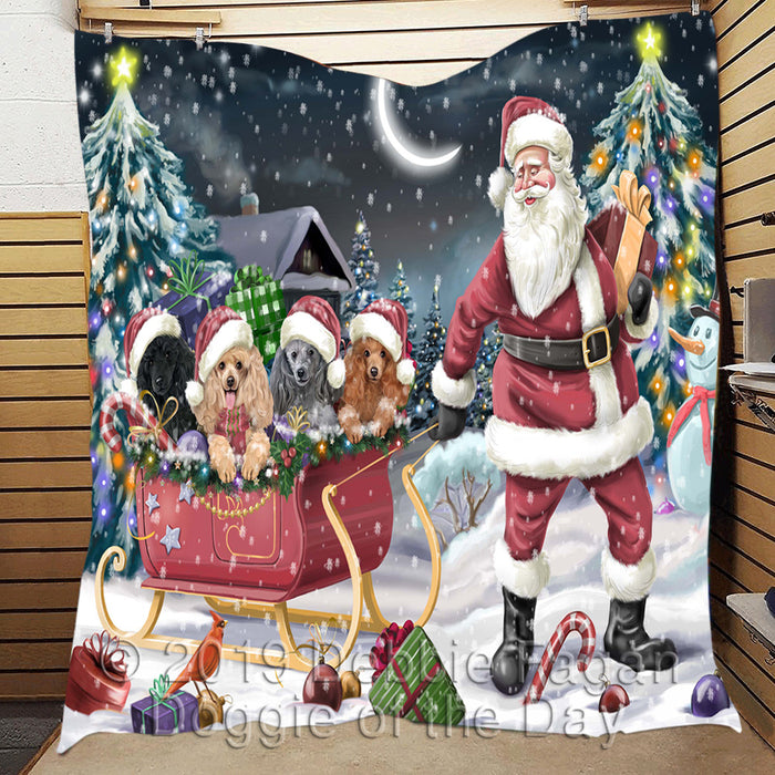 Santa Sled Dogs Christmas Happy Holidays Poodle Dogs Quilt