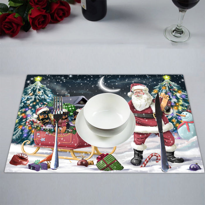 Santa Sled Dogs Christmas Happy Holidays Rottweiler Dogs Placemat