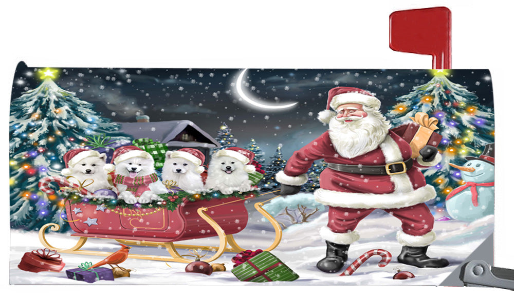 Magnetic Mailbox Cover Santa Sled Christmas Happy Holidays Samoyeds Dog MBC48143