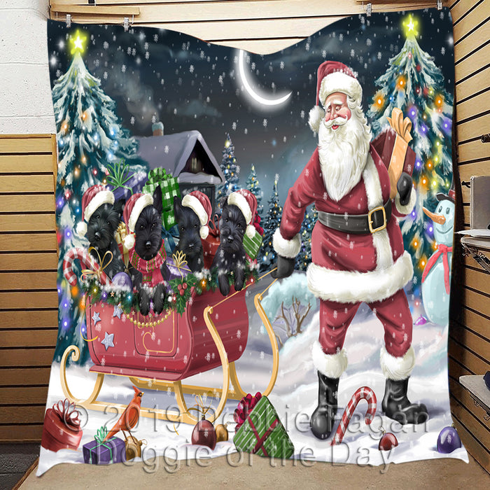 Santa Sled Dogs Christmas Happy Holidays Scottish Terrier Dogs Quilt