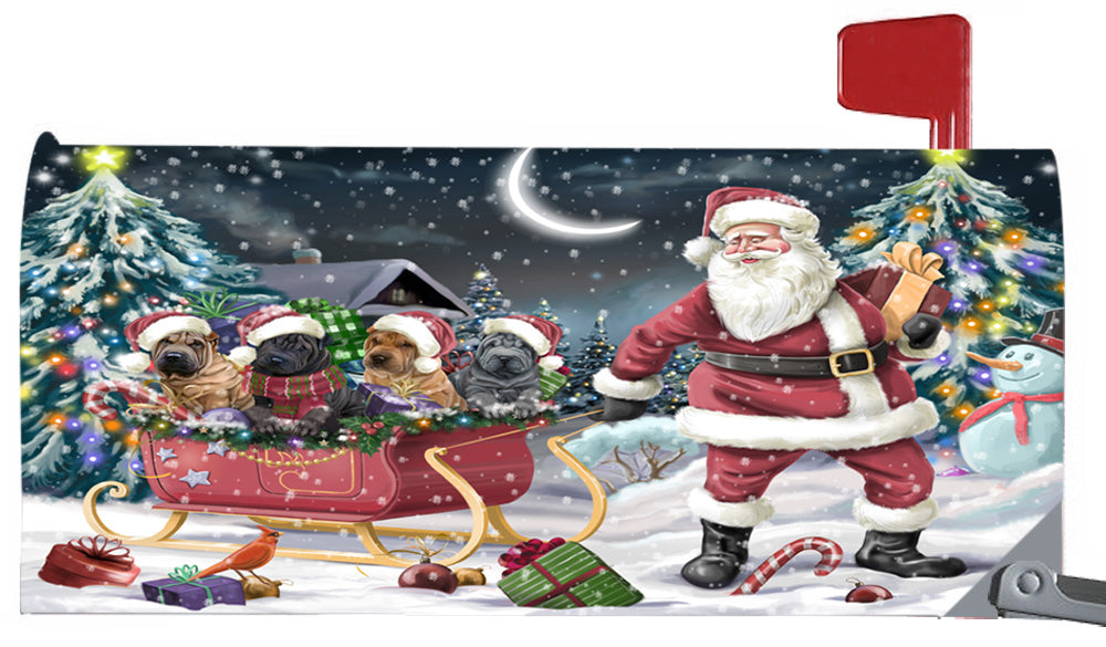 Magnetic Mailbox Cover Santa Sled Christmas Happy Holidays Shar Peis Dog MBC48146