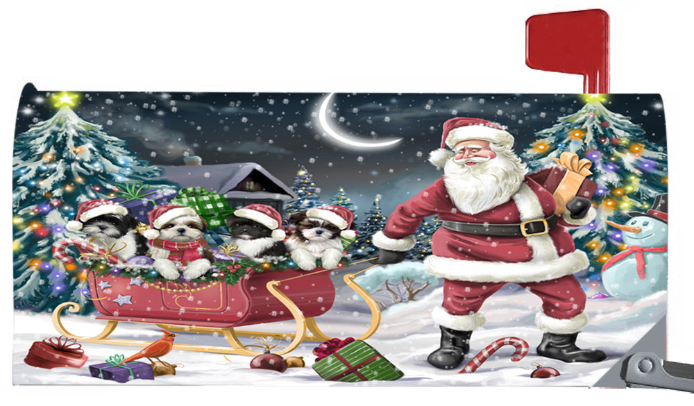 Magnetic Mailbox Cover Santa Sled Christmas Happy Holidays Shih Tzus Dog MBC48148