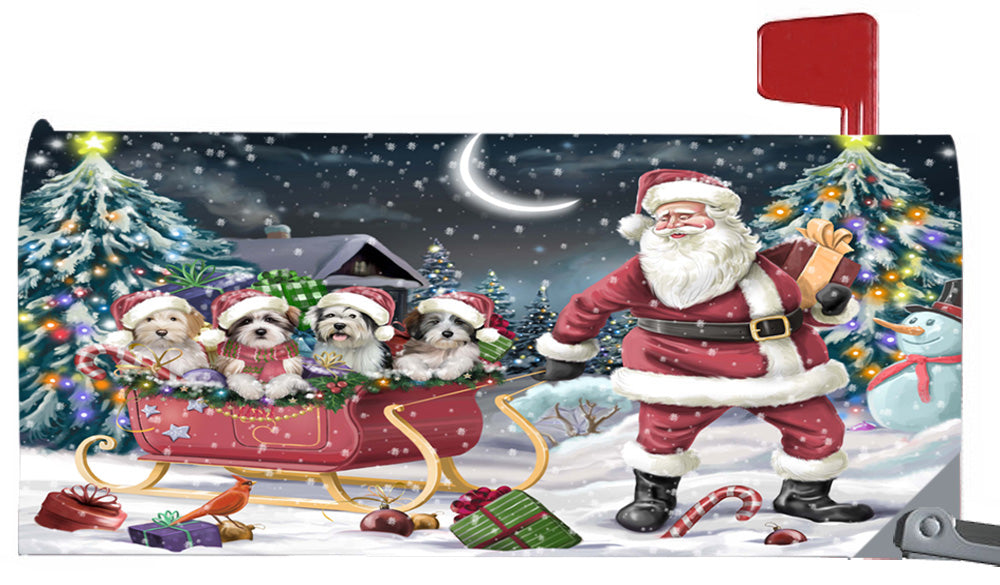 Magnetic Mailbox Cover Santa Sled Christmas Happy Holidays Tibetan Terriers Dog MBC48149
