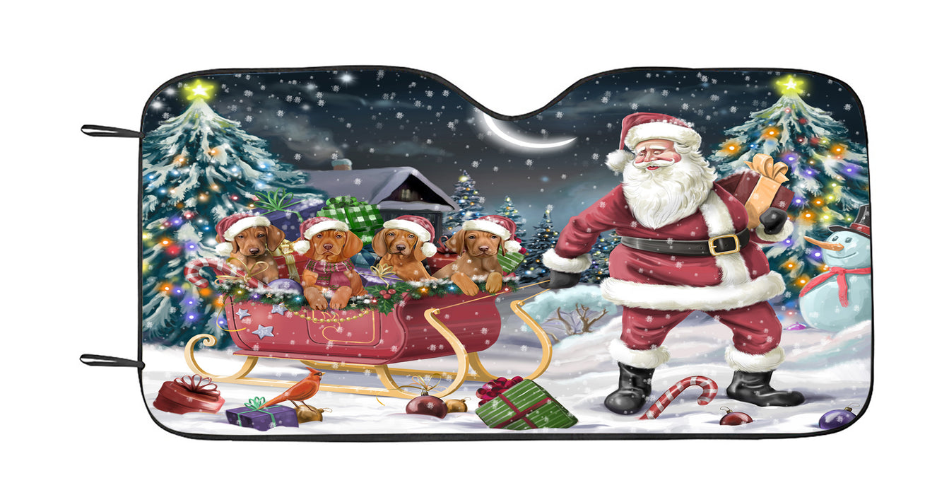 Santa Sled Dogs Christmas Happy Holidays Vizsla Dogs Car Sun Shade