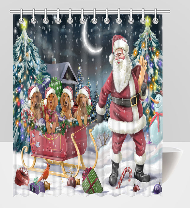 Santa Sled Dogs Christmas Happy Holidays Vizsla Dogs Shower Curtain
