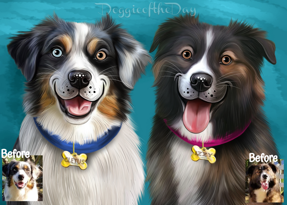 Digital Painting PERSONALIZED Caricature PET PORTRAIT! Custom Pet Dog or Cat Art