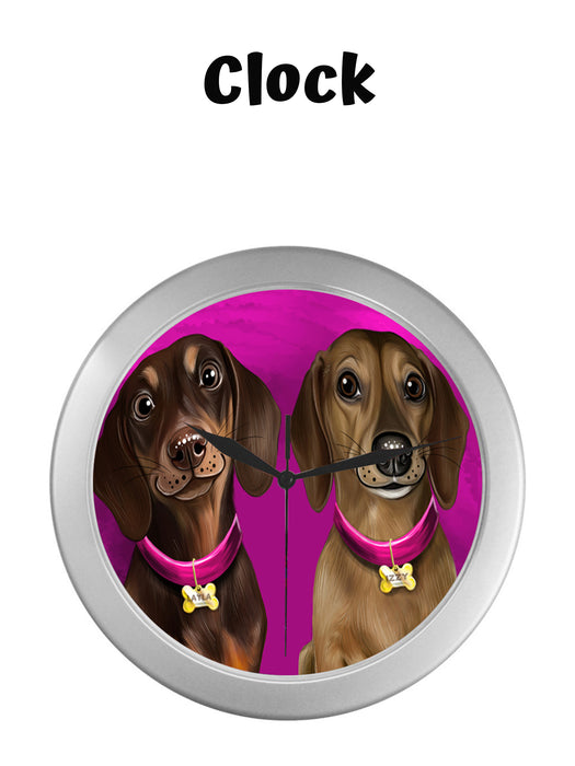 Add Your PERSONALIZED PET Painting Portrait on Silver Wall Clocks