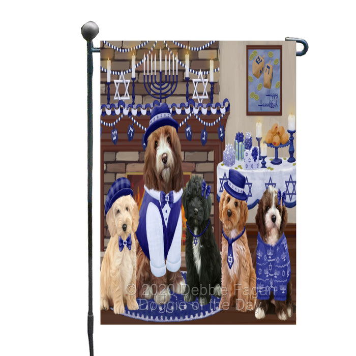 Happy Hanukkah Family Cockapoo Dogs Garden Flag GFLG65977