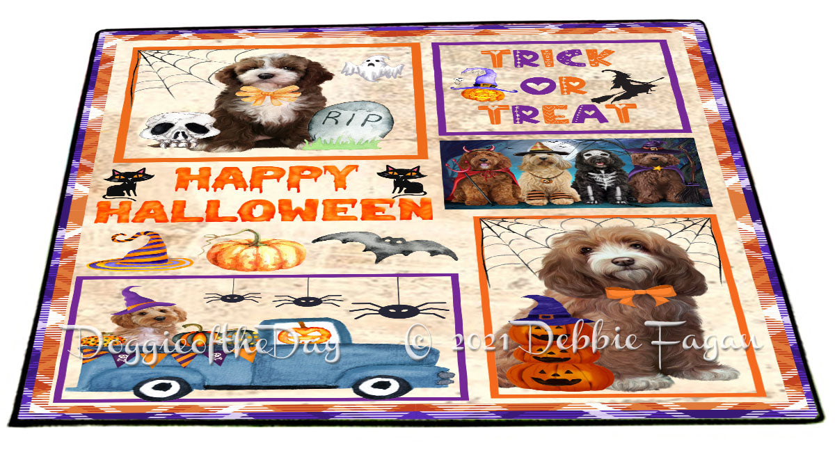 Happy Halloween Trick or Treat Cockapoo Dogs Indoor/Outdoor Welcome Floormat - Premium Quality Washable Anti-Slip Doormat Rug FLMS58066